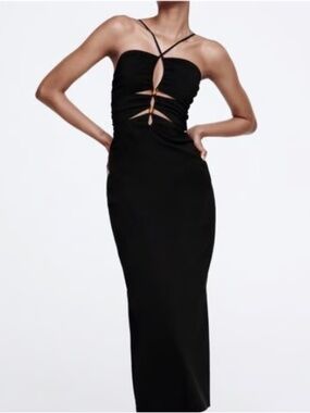 Zara Black viral Midi Dress
